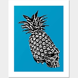 Pineapple skull Posters and Art